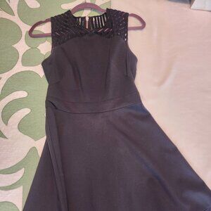 TED BAKER London Black Lace-Yoke Skater Dress